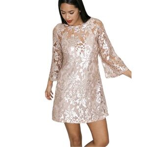 Mango | Sheer Sequin Mini Dress with 3/4 Flared Sleeves